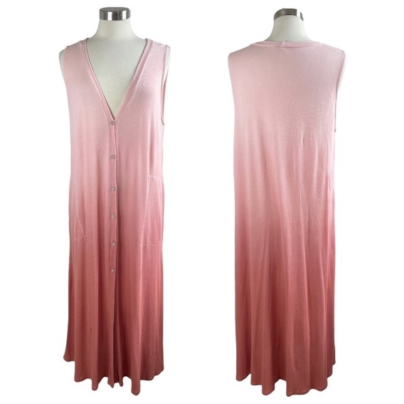 HUMMINGBIRD Ombre Button Front Midi Dress size M - Picture 1 of 8